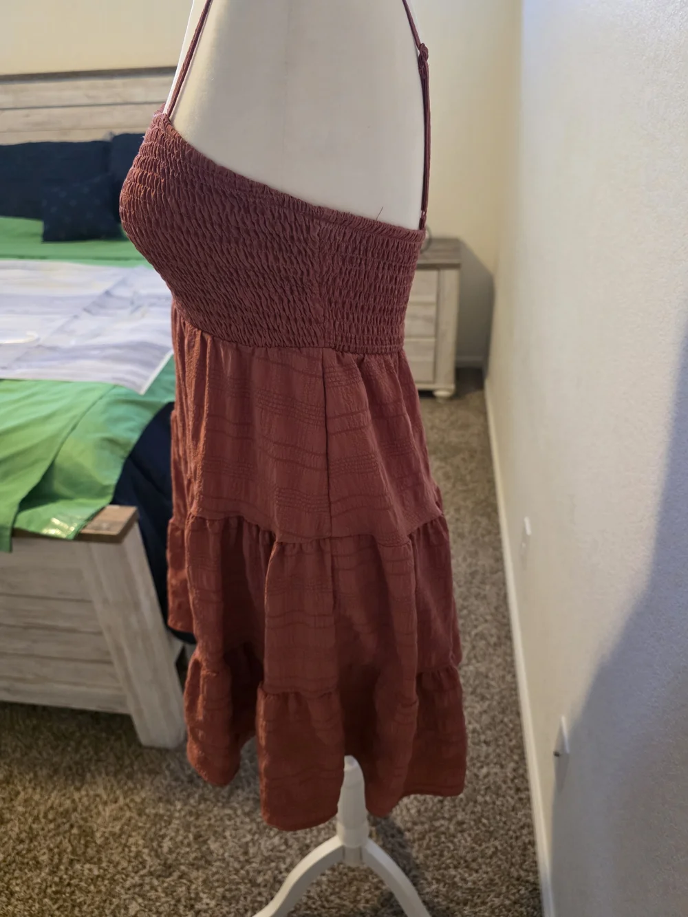 SHEIN Dusty Rose Smocked Tiered Spaghetti Strap Mini Dress - Picture 10 of 15